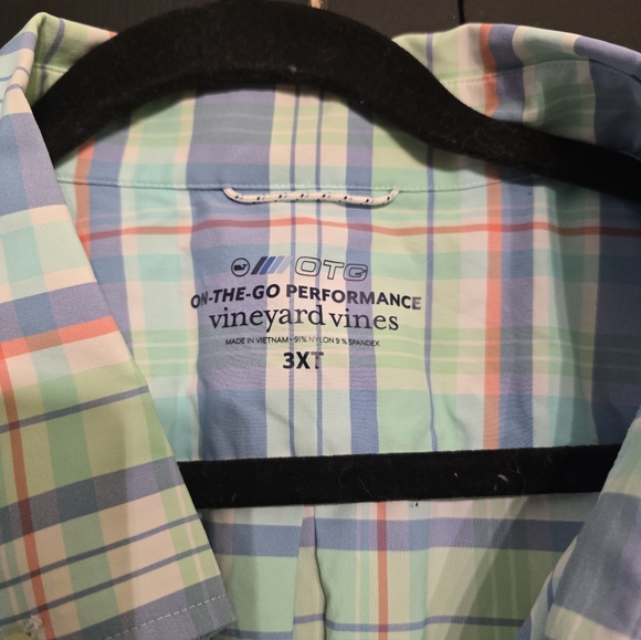 Vineyard Vines On-The-Go Performance Pastel Plaid Shirt Size 3XT -Excellent Cond - Picture 2 of 4